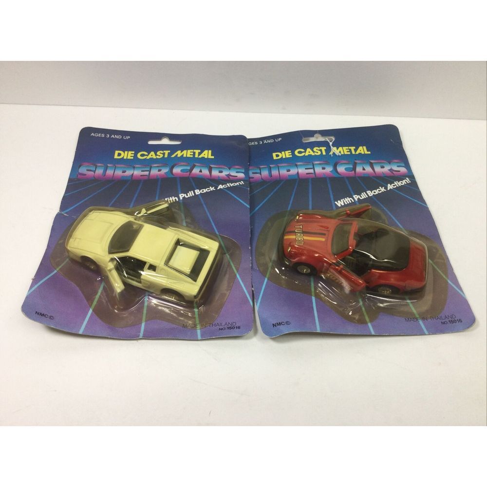 Vintage Ferrari Porsche Turbo Die Cast Super Cars Pull Back Toy